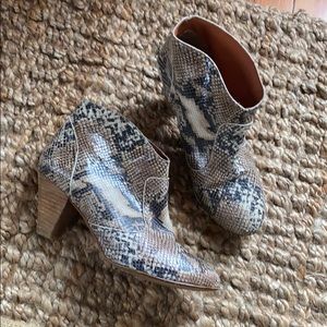 Leather snakeskin booties from Anthropologie